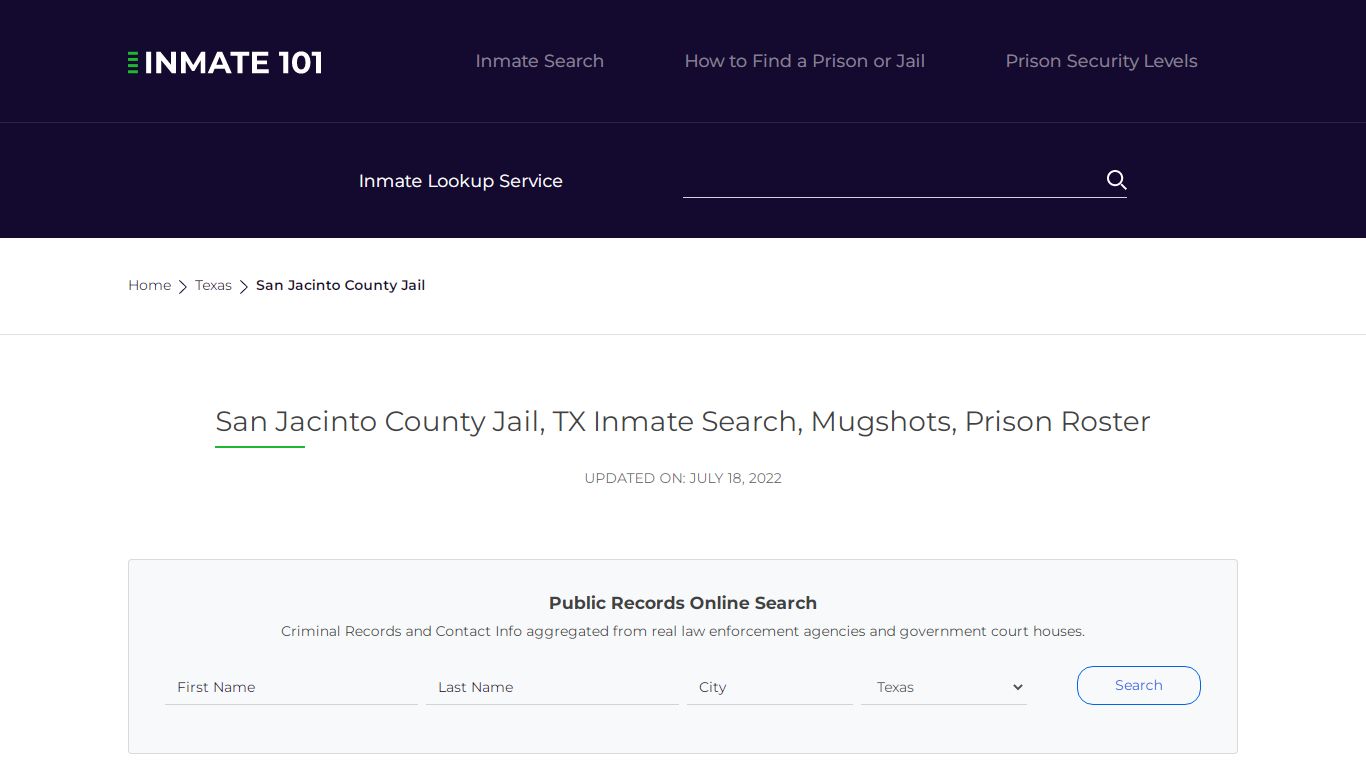 San Jacinto County Jail, TX Inmate Search, Mugshots, Prison Roster